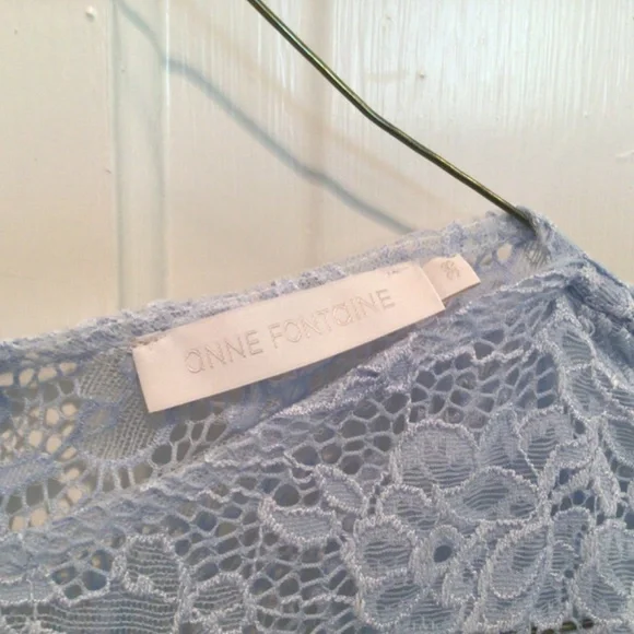 Anne Fontaine Light Blue Lace Short Sleeve Top - Picture 6 of 12